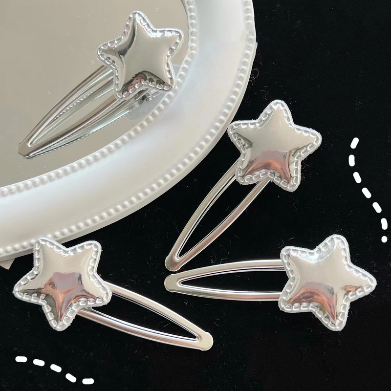 Koreai divatos bőr csillag Pentagram hajcsat nőknek Cool Sweet Cute Charm Trend Bobby Pin Esztétika Y2k Hajkiegészítők
