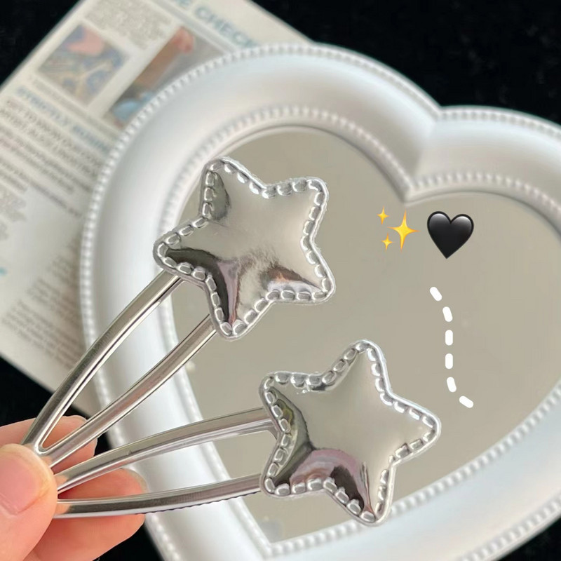Koreai divatos bőr csillag Pentagram hajcsat nőknek Cool Sweet Cute Charm Trend Bobby Pin Esztétika Y2k Hajkiegészítők