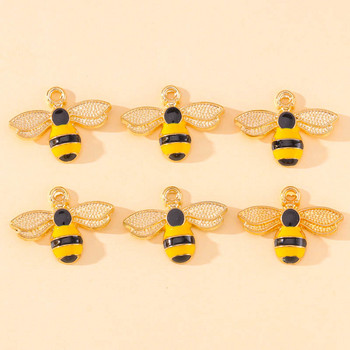 10 τμχ 23x17mm σμάλτο Cute Bee Charm σκουλαρίκια Κρεμαστό βραχιόλι κολιέ DIY Finding Craft Supplies for Jewelry Making Accessories