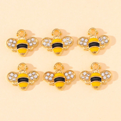 10db 23x17mm zománc aranyos méhecskés fülbevaló medál karkötő nyaklánc barkácsolás kézműves kellékek keresése ékszerkészítéshez kiegészítők