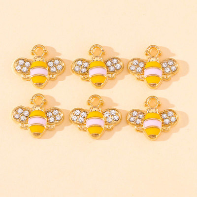 10db 23x17mm zománc aranyos méhecskés fülbevaló medál karkötő nyaklánc barkácsolás kézműves kellékek keresése ékszerkészítéshez kiegészítők