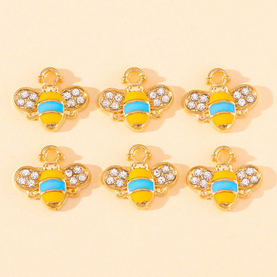 10db 23x17mm zománc aranyos méhecskés fülbevaló medál karkötő nyaklánc barkácsolás kézműves kellékek keresése ékszerkészítéshez kiegészítők