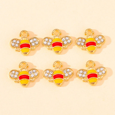 10db 23x17mm zománc aranyos méhecskés fülbevaló medál karkötő nyaklánc barkácsolás kézműves kellékek keresése ékszerkészítéshez kiegészítők