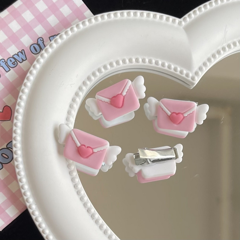 Mini Pink Envelope Angel Wings Heart hajcsat nőknek Édes Aranyos Csaj Esztétikus Báj Hajtűk Trend alkalmi hajkiegészítők
