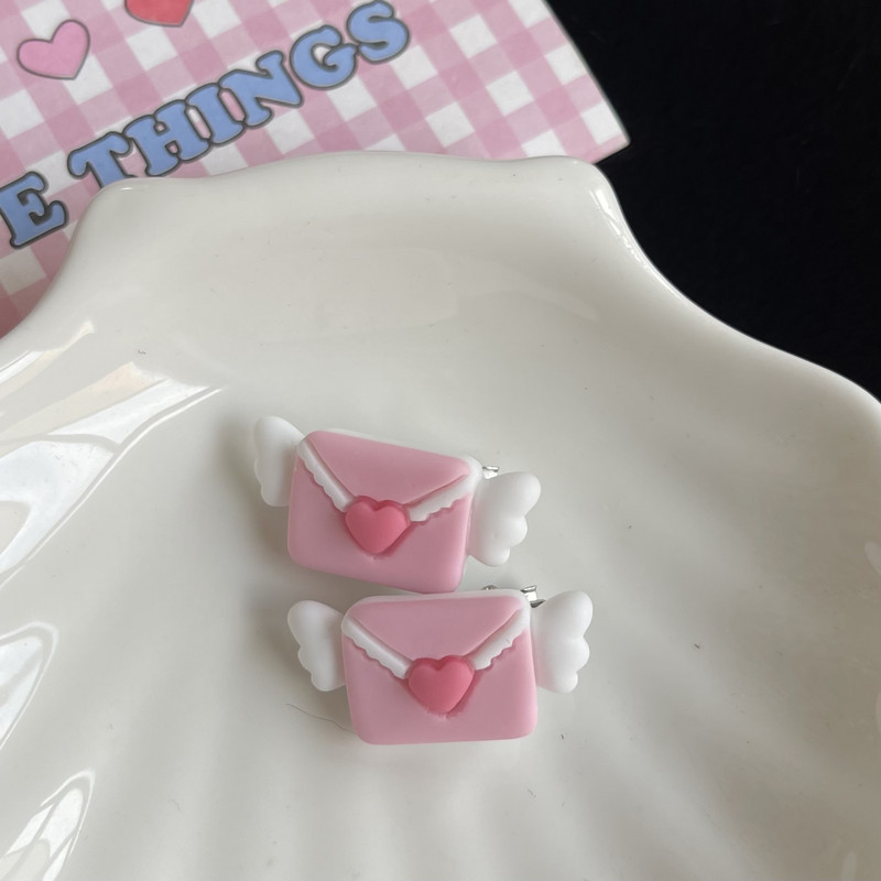 Mini Pink Envelope Angel Wings Heart hajcsat nőknek Édes Aranyos Csaj Esztétikus Báj Hajtűk Trend alkalmi hajkiegészítők