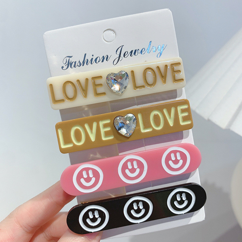 Noua agrafă de păr cu cristal de dragoste, culoare coreeană, pentru femei, dulci, drăguț, estetică, pentru fetițe, clemă pentru picior de rață, accesorii de păr la tendințe casual