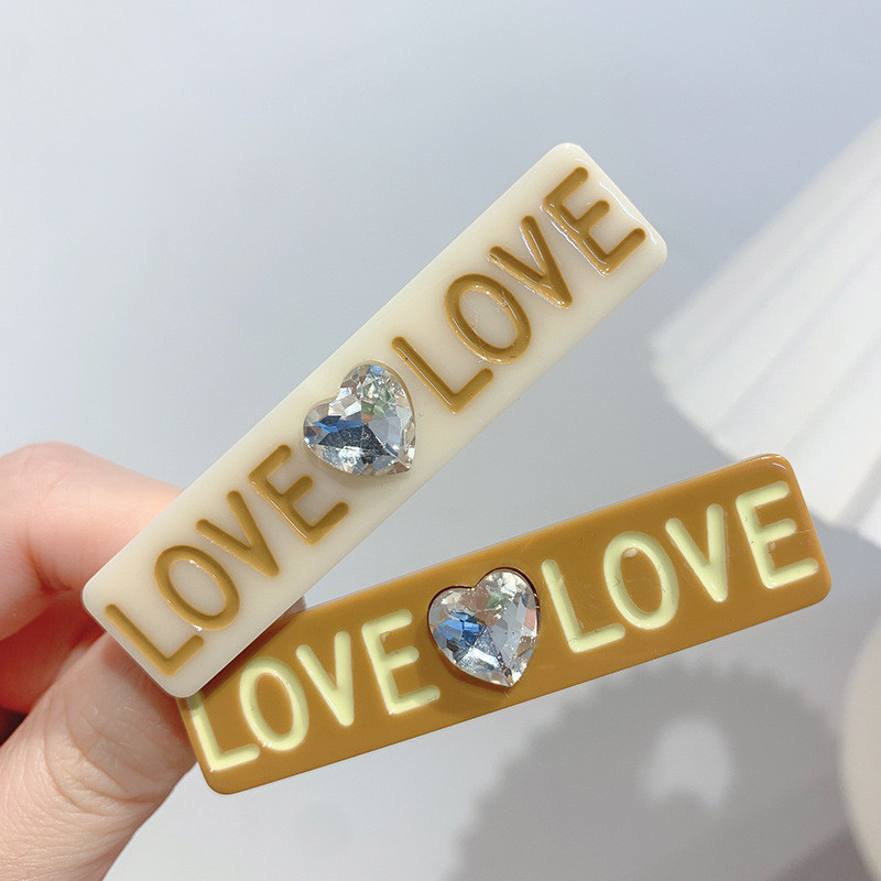 Noua agrafă de păr cu cristal de dragoste, culoare coreeană, pentru femei, dulci, drăguț, estetică, pentru fetițe, clemă pentru picior de rață, accesorii de păr la tendințe casual