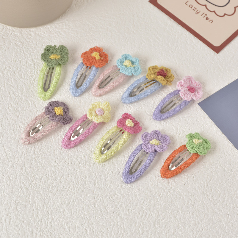 Candy Color Kötött plüss virágos hajcsatok nőknek Édes, aranyos csajos hajcsattok Esztétika Alkalmi divat Hajkiegészítők Ajándékok