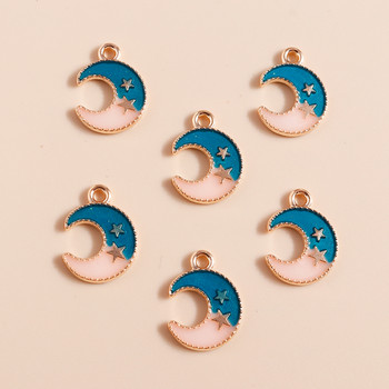 10 τμχ Kawaii Colorful Enamel Star Moon Charms Μενταγιόν για Κολιέ Βραχιόλια Σκουλαρίκια Γούρια Αξεσουάρ κατασκευής κοσμημάτων DIY