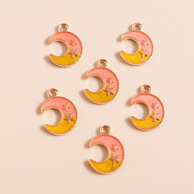 10db Kawaii Színes Zománc Star Moon Charms Medálok Nyakláncokhoz Karkötők Fülbevalók Bűbájok Barkács ékszerkészítés Kiegészítők