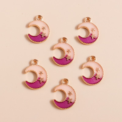 10db Kawaii Színes Zománc Star Moon Charms Medálok Nyakláncokhoz Karkötők Fülbevalók Bűbájok Barkács ékszerkészítés Kiegészítők