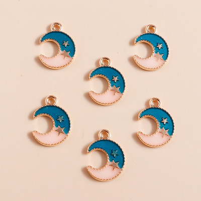 10db Kawaii Színes Zománc Star Moon Charms Medálok Nyakláncokhoz Karkötők Fülbevalók Bűbájok Barkács ékszerkészítés Kiegészítők