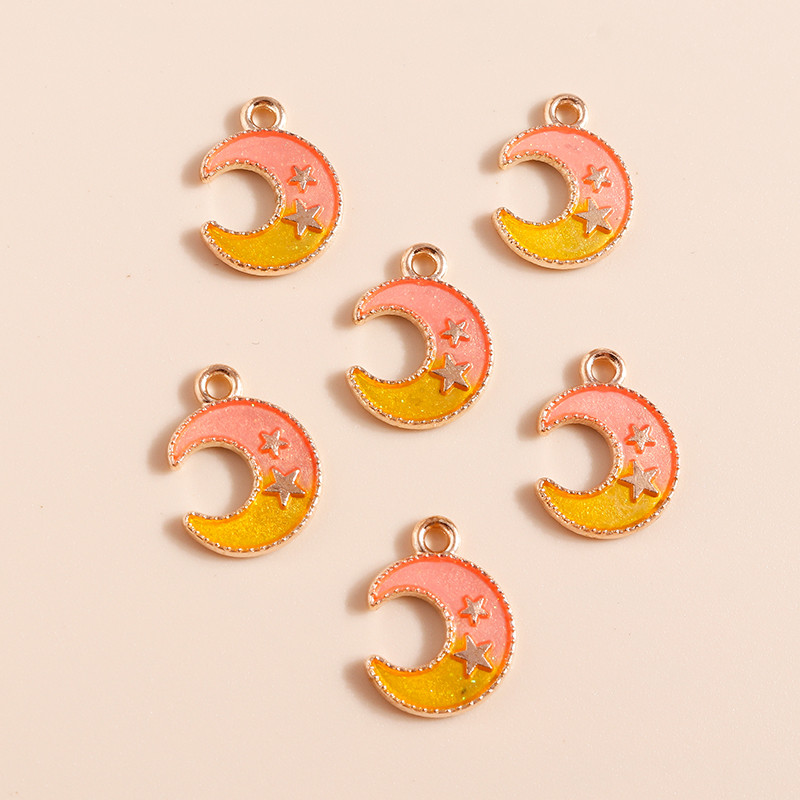 10db Kawaii Színes Zománc Star Moon Charms Medálok Nyakláncokhoz Karkötők Fülbevalók Bűbájok Barkács ékszerkészítés Kiegészítők