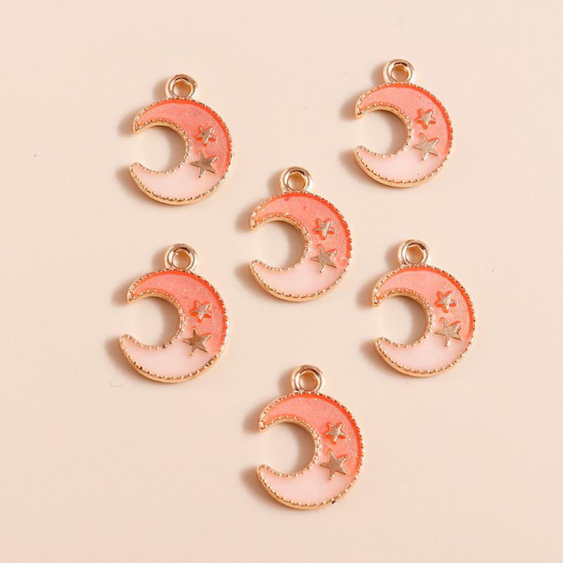 10db Kawaii Színes Zománc Star Moon Charms Medálok Nyakláncokhoz Karkötők Fülbevalók Bűbájok Barkács ékszerkészítés Kiegészítők