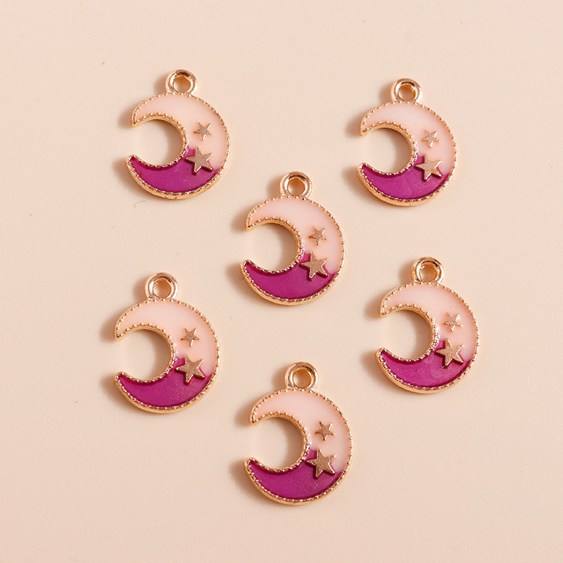 10db Kawaii Színes Zománc Star Moon Charms Medálok Nyakláncokhoz Karkötők Fülbevalók Bűbájok Barkács ékszerkészítés Kiegészítők