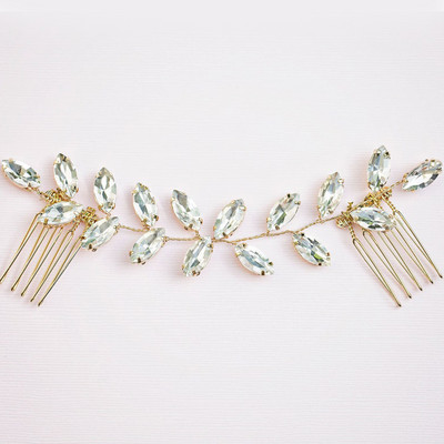 SLBRIDAL Opal Cristal Strasuri Pieptene de păr Lant Accesorii pentru păr Bentita de păr Bentita de mireasă Bijuterii domnișoare de onoare Femei