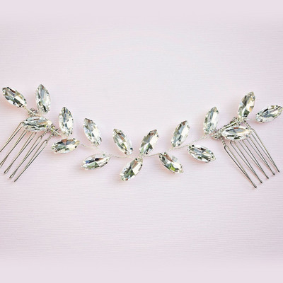 SLBRIDAL Opal Cristal Strasuri Pieptene de păr Lant Accesorii pentru păr Bentita de păr Bentita de mireasă Bijuterii domnișoare de onoare Femei