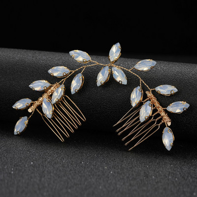 SLBRIDAL Opal Cristal Strasuri Pieptene de păr Lant Accesorii pentru păr Bentita de păr Bentita de mireasă Bijuterii domnișoare de onoare Femei