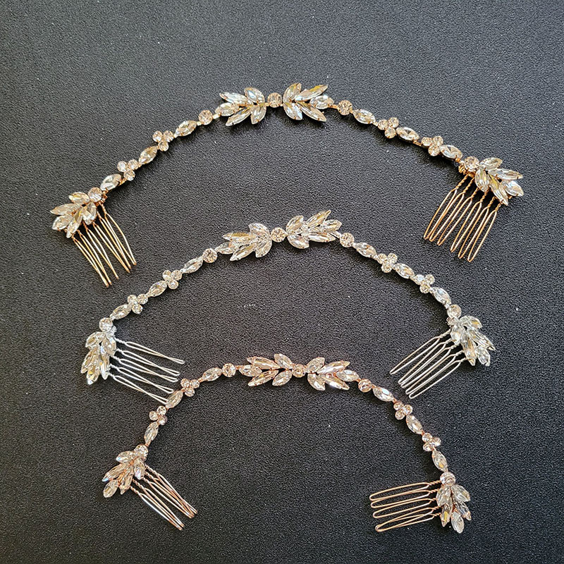 SLBRIDAL Opal Cristal Strasuri Pieptene de păr Lant Accesorii pentru păr Bentita de păr Bentita de mireasă Bijuterii domnișoare de onoare Femei