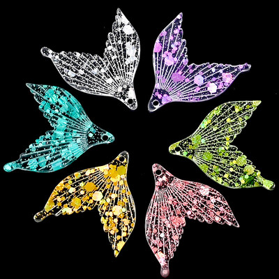 Keverés 10/20db/tétel Bling Mermaid Tail Resin varázslatok fülbevaló karkötő barkács ékszerkészítéshez