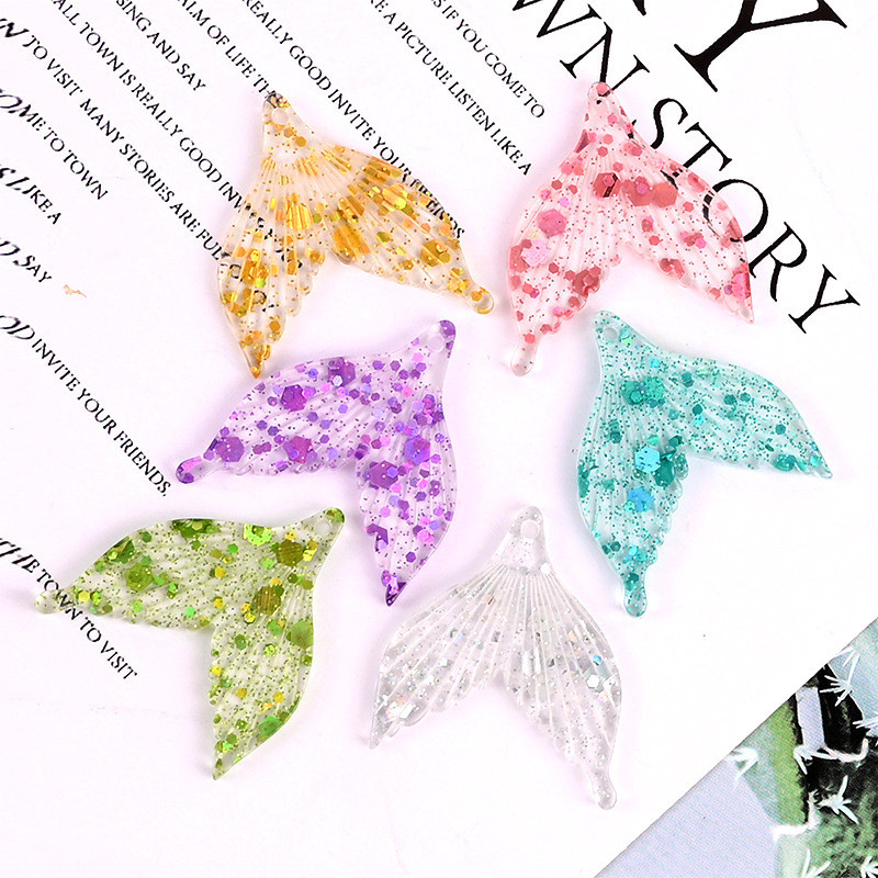 Keverés 10/20db/tétel Bling Mermaid Tail Resin varázslatok fülbevaló karkötő barkács ékszerkészítéshez