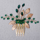 Νυφικές φουρκέτες Τιάρες με στρας Πράσινες χτένες μαλλιών για γυναίκες Μόδα με χάντρες χρυσές καρφίτσες στο πλάι Κόσμημα γάμου νύφη Heapdiece