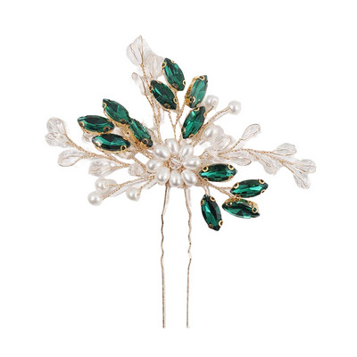 Νυφικές φουρκέτες Τιάρες με στρας Πράσινες χτένες μαλλιών για γυναίκες Μόδα με χάντρες χρυσές καρφίτσες στο πλάι Κόσμημα γάμου νύφη Heapdiece