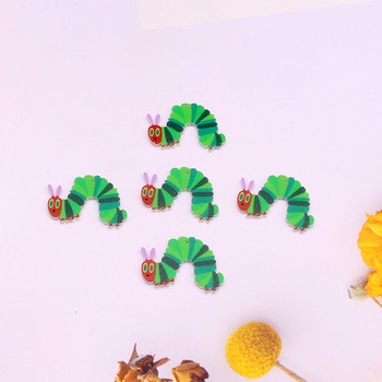 10 τμχ/συσκευασία ακρυλικό σκουλαρίκι Kawaii Caterpillar Charms Χαριτωμένο μενταγιόν μικρού ζώου για μπρελόκ για τσάντα αυτοκινήτου με σταγόνες για DIY Jewelry Make