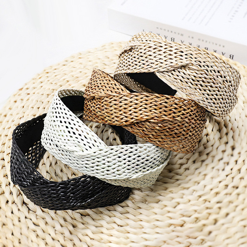 Új, széles, kézzel szőtt hajkarika női lányoknak keresztben csomózott fejpánt mindennapi parti fejfedők divatos fonott hajkiegészítők