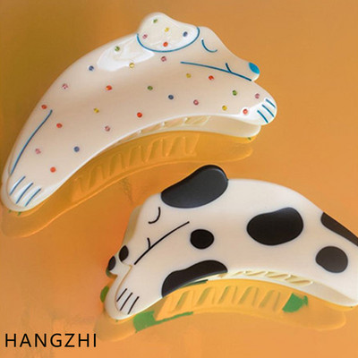 Jauni franču krāsas Rhinestone cute suns dzīvnieks acetāta matu sprādze haizivs matadata Moderns galvas aksesuāri sievietēm, meitenēm HANGZHI 2021