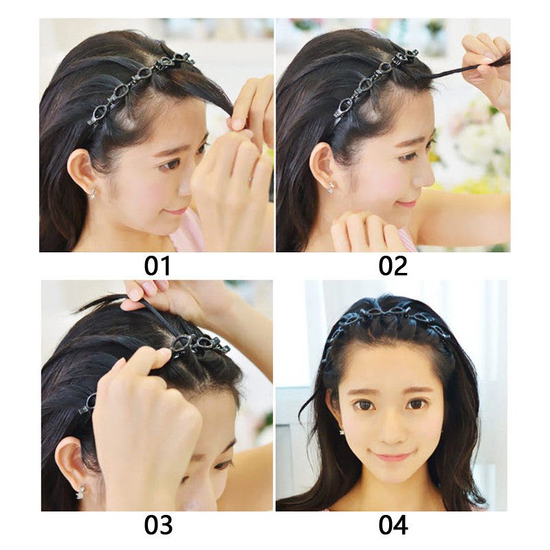 Traka za glavu Muškarci Žene Sportski obruč za kosu Alat za pletenje Višeslojna plastična kopča za kosu Dvostruke šiške Frizura Ukosnica Dodaci za kosu