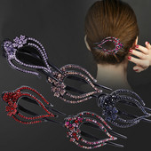 Gheare de păr cu strasuri de rață Agrafă de păr cu flori Piepteni de păr de cristal Gheare de păr elegantă pentru femeie Accesorii de păr la modă lucrate manual