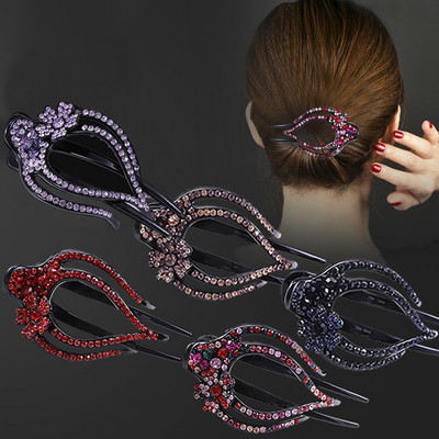 Rhinestone Duckbill matu spīles ziedu matu sprādzes kristāla matu ķemmes sievietēm elegants matu rokturis roku darbs, modes matu aksesuāri