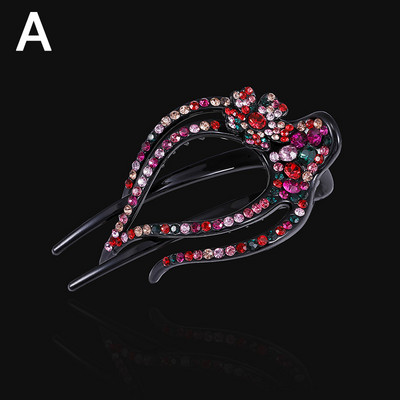 Gheare de păr cu strasuri de rață Agrafă de păr cu flori Piepteni de păr de cristal Gheare de păr elegantă pentru femeie Accesorii de păr la modă lucrate manual