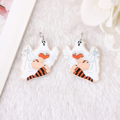 10db Halloween Charms Kreatív akril sütőtök Pinup Ghost ékszer Findings Fülbevaló medál nyaklánc barkács készítési kiegészítők