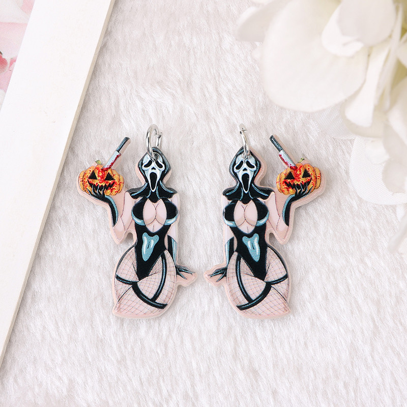 10db Halloween Charms Kreatív akril sütőtök Pinup Ghost ékszer Findings Fülbevaló medál nyaklánc barkács készítési kiegészítők