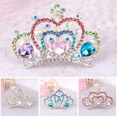 Gyerekek Gyerekek Mini Kristály Koronák Lányok Aranyos Virág Strasszkő Princess Tiaras Hajfésű Születésnapi Party Haj Ékszer Kiegészítők