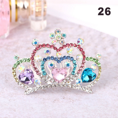 Gyerekek Gyerekek Mini Kristály Koronák Lányok Aranyos Virág Strasszkő Princess Tiaras Hajfésű Születésnapi Party Haj Ékszer Kiegészítők