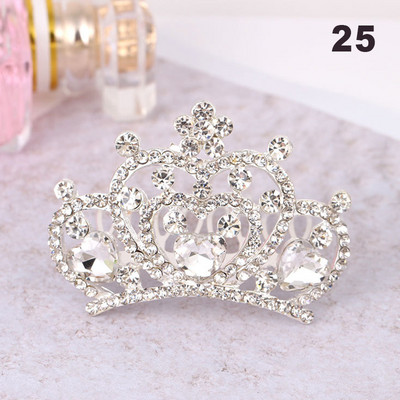 Gyerekek Gyerekek Mini Kristály Koronák Lányok Aranyos Virág Strasszkő Princess Tiaras Hajfésű Születésnapi Party Haj Ékszer Kiegészítők