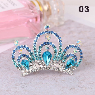 Gyerekek Gyerekek Mini Kristály Koronák Lányok Aranyos Virág Strasszkő Princess Tiaras Hajfésű Születésnapi Party Haj Ékszer Kiegészítők