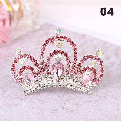 Gyerekek Gyerekek Mini Kristály Koronák Lányok Aranyos Virág Strasszkő Princess Tiaras Hajfésű Születésnapi Party Haj Ékszer Kiegészítők