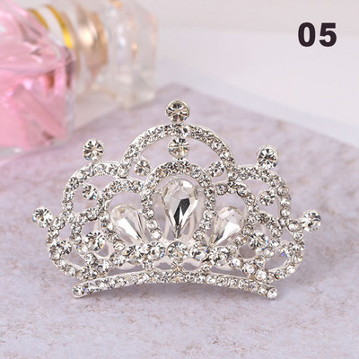 Gyerekek Gyerekek Mini Kristály Koronák Lányok Aranyos Virág Strasszkő Princess Tiaras Hajfésű Születésnapi Party Haj Ékszer Kiegészítők
