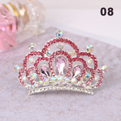 Gyerekek Gyerekek Mini Kristály Koronák Lányok Aranyos Virág Strasszkő Princess Tiaras Hajfésű Születésnapi Party Haj Ékszer Kiegészítők