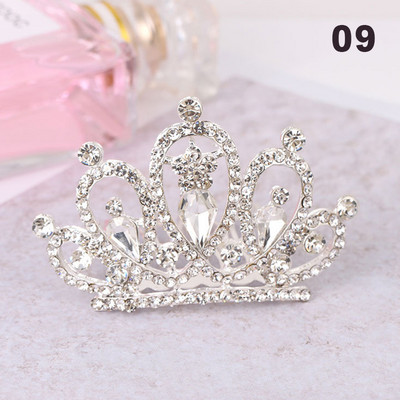 Gyerekek Gyerekek Mini Kristály Koronák Lányok Aranyos Virág Strasszkő Princess Tiaras Hajfésű Születésnapi Party Haj Ékszer Kiegészítők