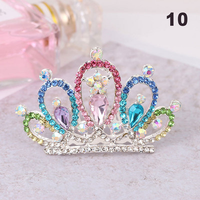 Gyerekek Gyerekek Mini Kristály Koronák Lányok Aranyos Virág Strasszkő Princess Tiaras Hajfésű Születésnapi Party Haj Ékszer Kiegészítők