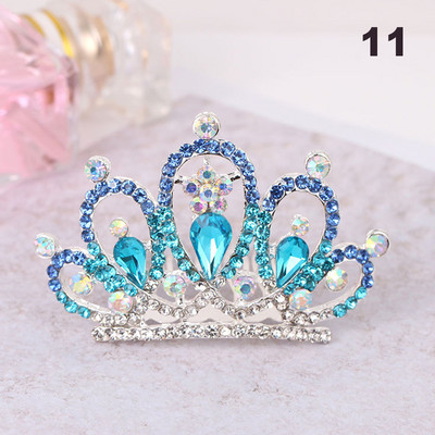 Gyerekek Gyerekek Mini Kristály Koronák Lányok Aranyos Virág Strasszkő Princess Tiaras Hajfésű Születésnapi Party Haj Ékszer Kiegészítők