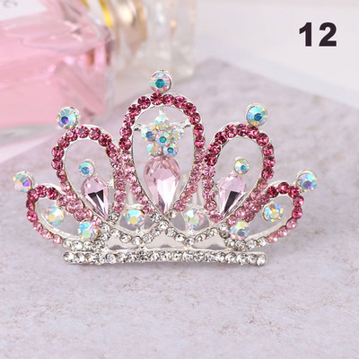 Gyerekek Gyerekek Mini Kristály Koronák Lányok Aranyos Virág Strasszkő Princess Tiaras Hajfésű Születésnapi Party Haj Ékszer Kiegészítők