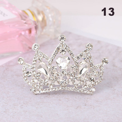 Gyerekek Gyerekek Mini Kristály Koronák Lányok Aranyos Virág Strasszkő Princess Tiaras Hajfésű Születésnapi Party Haj Ékszer Kiegészítők