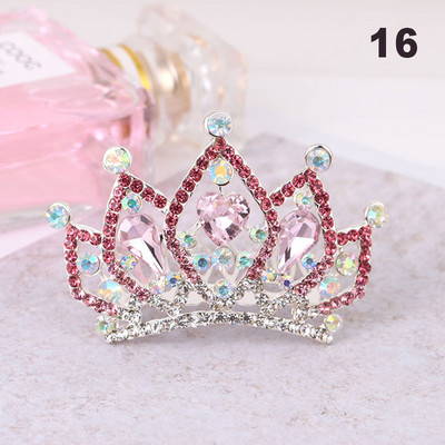 Gyerekek Gyerekek Mini Kristály Koronák Lányok Aranyos Virág Strasszkő Princess Tiaras Hajfésű Születésnapi Party Haj Ékszer Kiegészítők