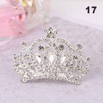 Gyerekek Gyerekek Mini Kristály Koronák Lányok Aranyos Virág Strasszkő Princess Tiaras Hajfésű Születésnapi Party Haj Ékszer Kiegészítők